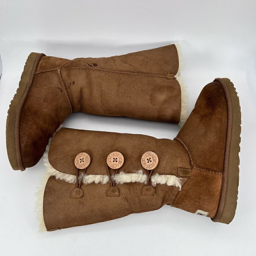 UGG Australia Bailey Button Women Size 7 Brown Mid Calf Winter Snow Boots 1873 - Picture 5 of 12